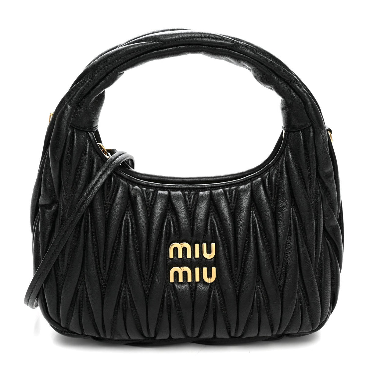 Miu Miu Nappa Matelasse Small Wander Hobo Black