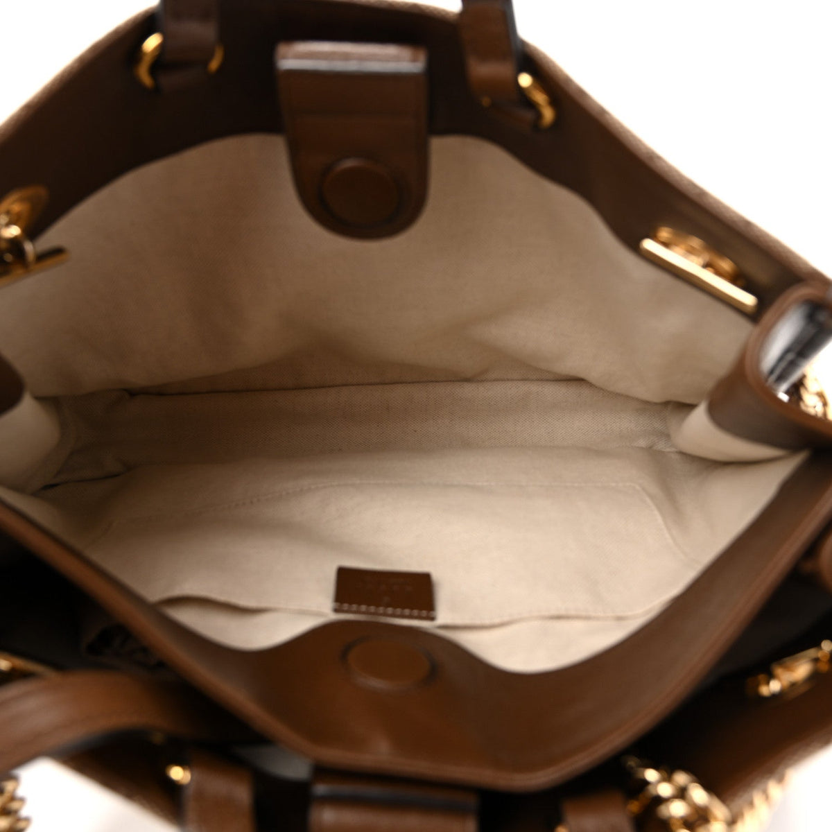 Gucci Monogram Calfskin Large Horsebit 1955 Tote Bag Beige Brown Sugar