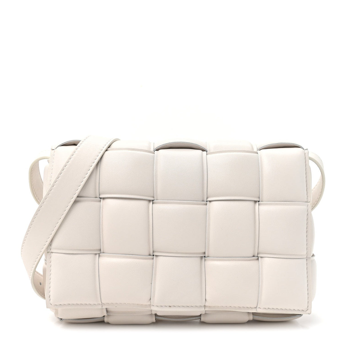 Bottega Veneta Nappa Maxi Intreccio Padded Cassette Crossbody Bag Chalk