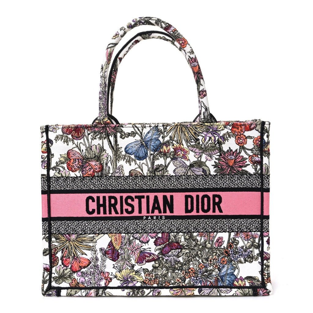 Dior Canvas Embroidered Medium Mexico Millefiori Book Tote White Multicolor