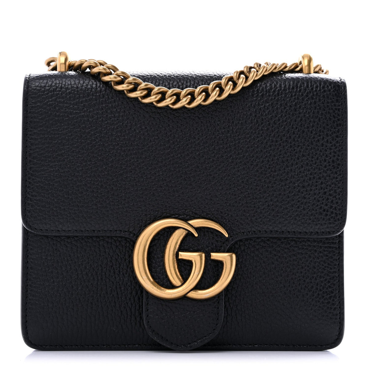 Gucci Calfskin Small GG Marmont Chain Handle Bag Black