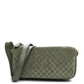 Gucci Suede GG Monogram Half Horsebit Mini Shoulder Bag Sage