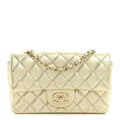 Chanel Metallic Lambskin Quilted Mini Rectangular Flap Gold
