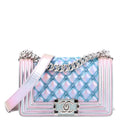 Chanel Iridescent Patent Calfskin PVC Quilted Small Boy Flap Light Purple
