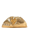 Bottega Veneta Metallic Crinkled Lambskin The Pouch Oversized Clutch Oro