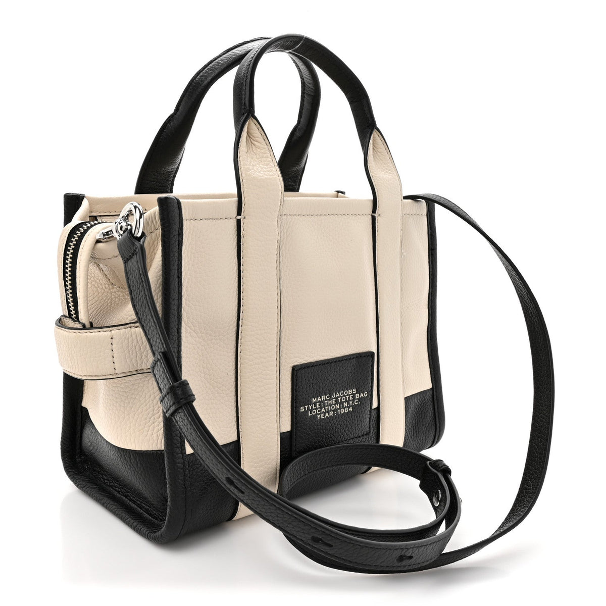 Marc Jacobs Grained Calfskin Small The Tote Bag Ivory Black