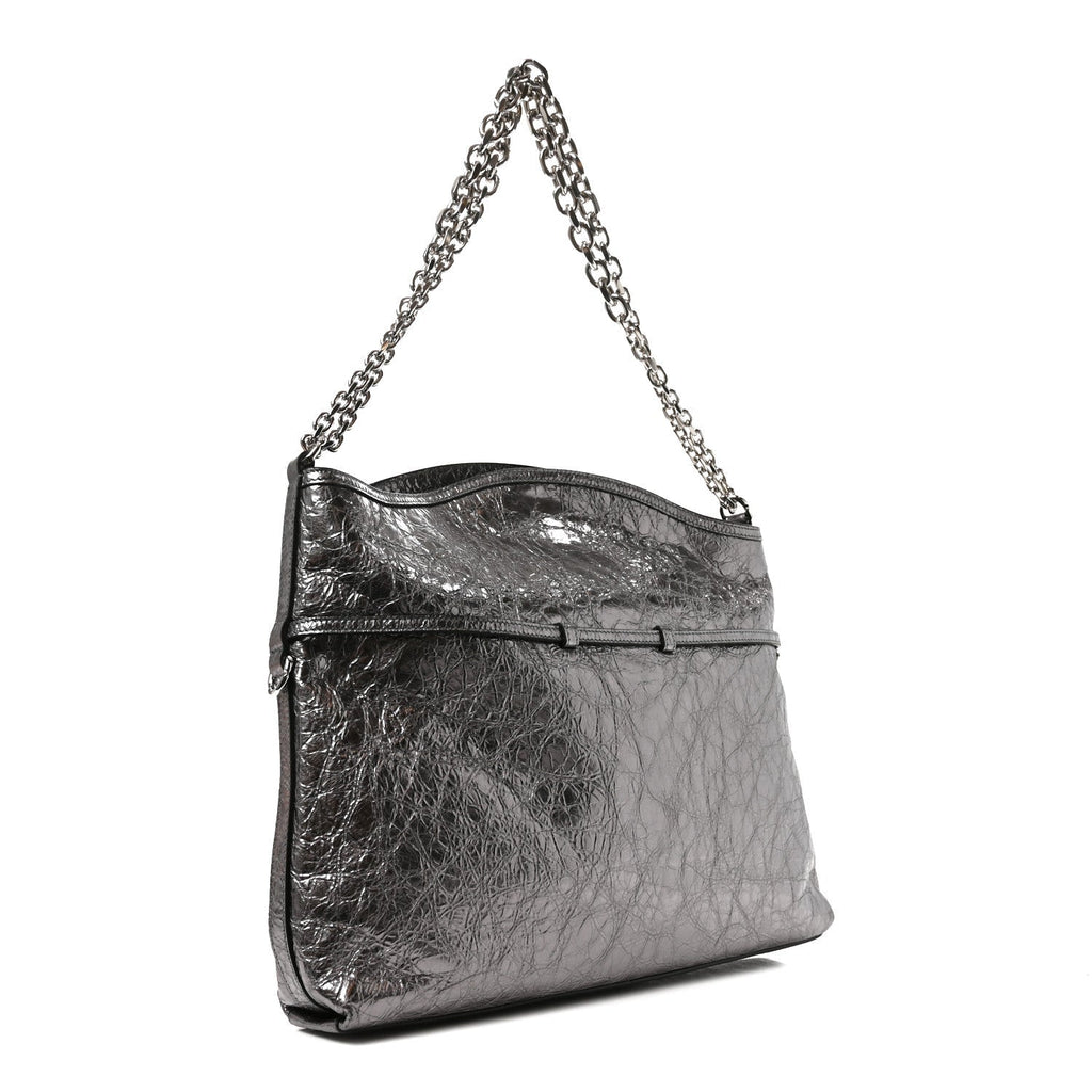 Givenchy Metallic Calfskin Medium Voyou Bag Silver