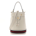 Gucci Glazed Textured Calfskin Web Small Ophidia Bucket Bag Mystic White