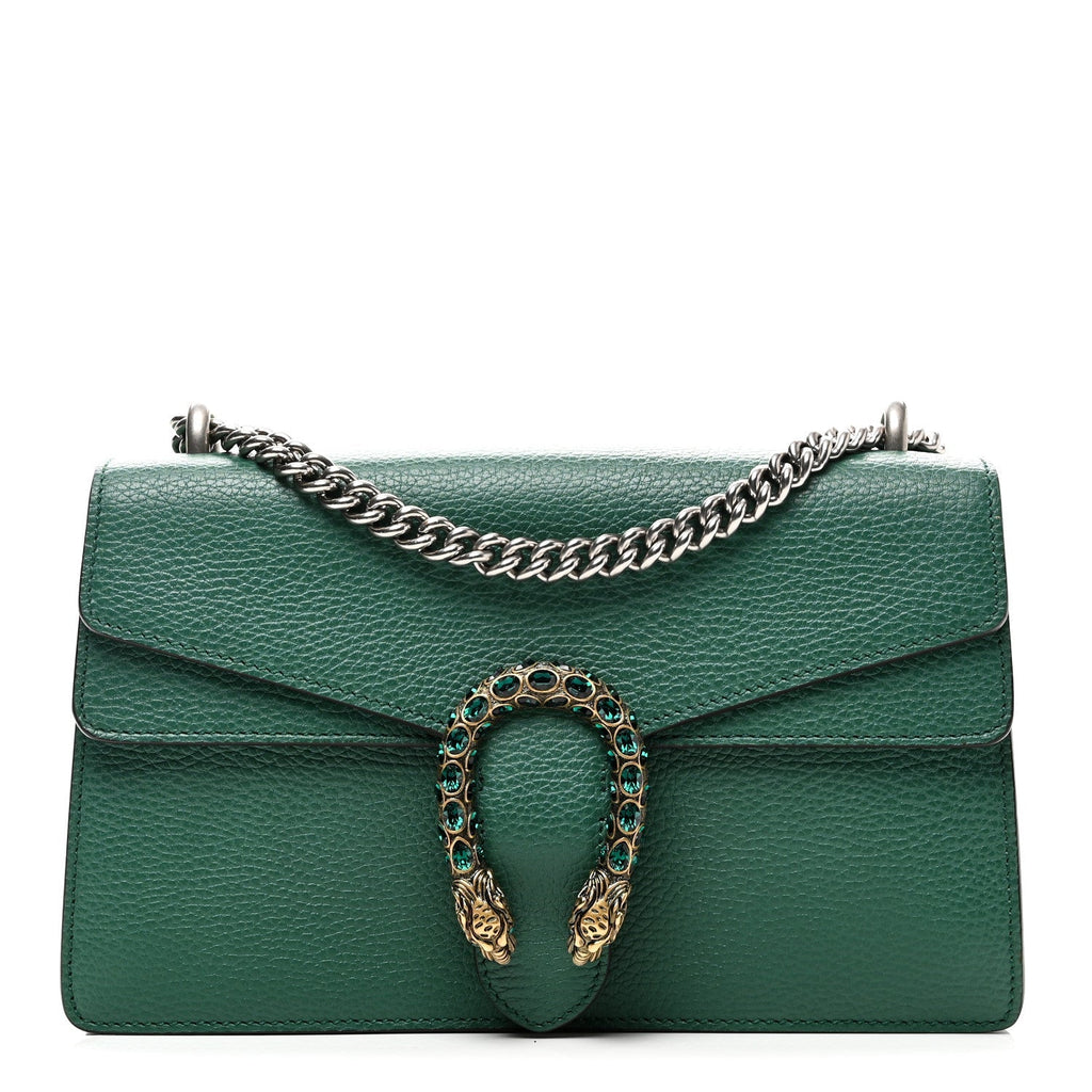 Gucci Pebbled Calfskin Small Dionysus Shoulder Bag Emerald