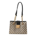 Gucci GG Supreme Monogram Bees Small Padlock Tote Beige Oro Black