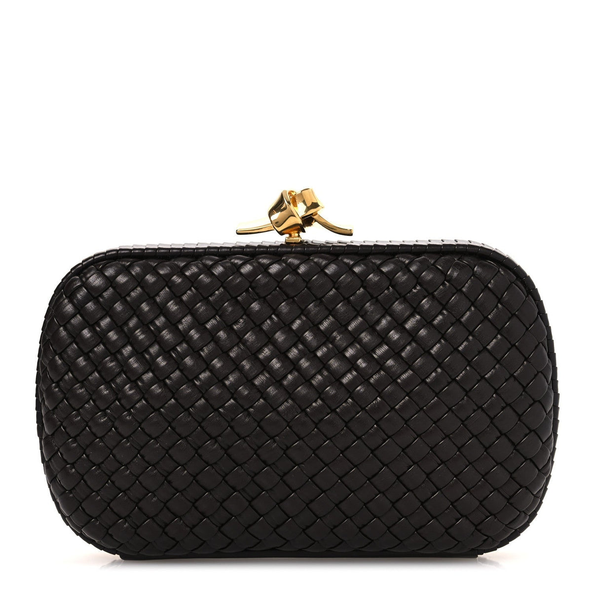 Bottega Veneta Nappa Intrecciato Sculptural Knot Clutch Brown