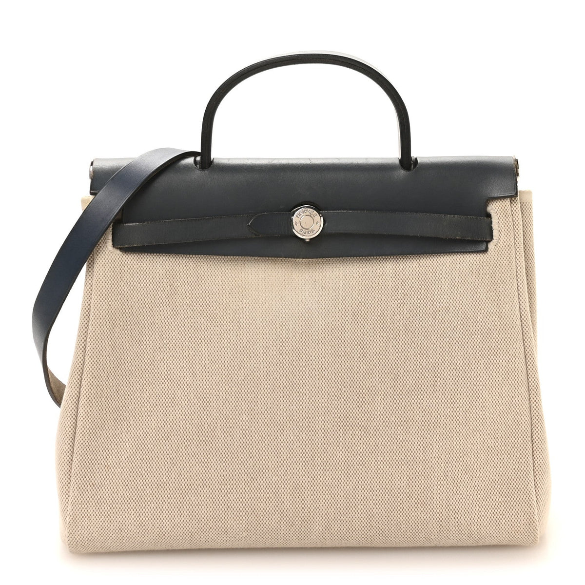 Hermès Toile Vache Calfskin Herbag PM 30 Navy Bleu Natural