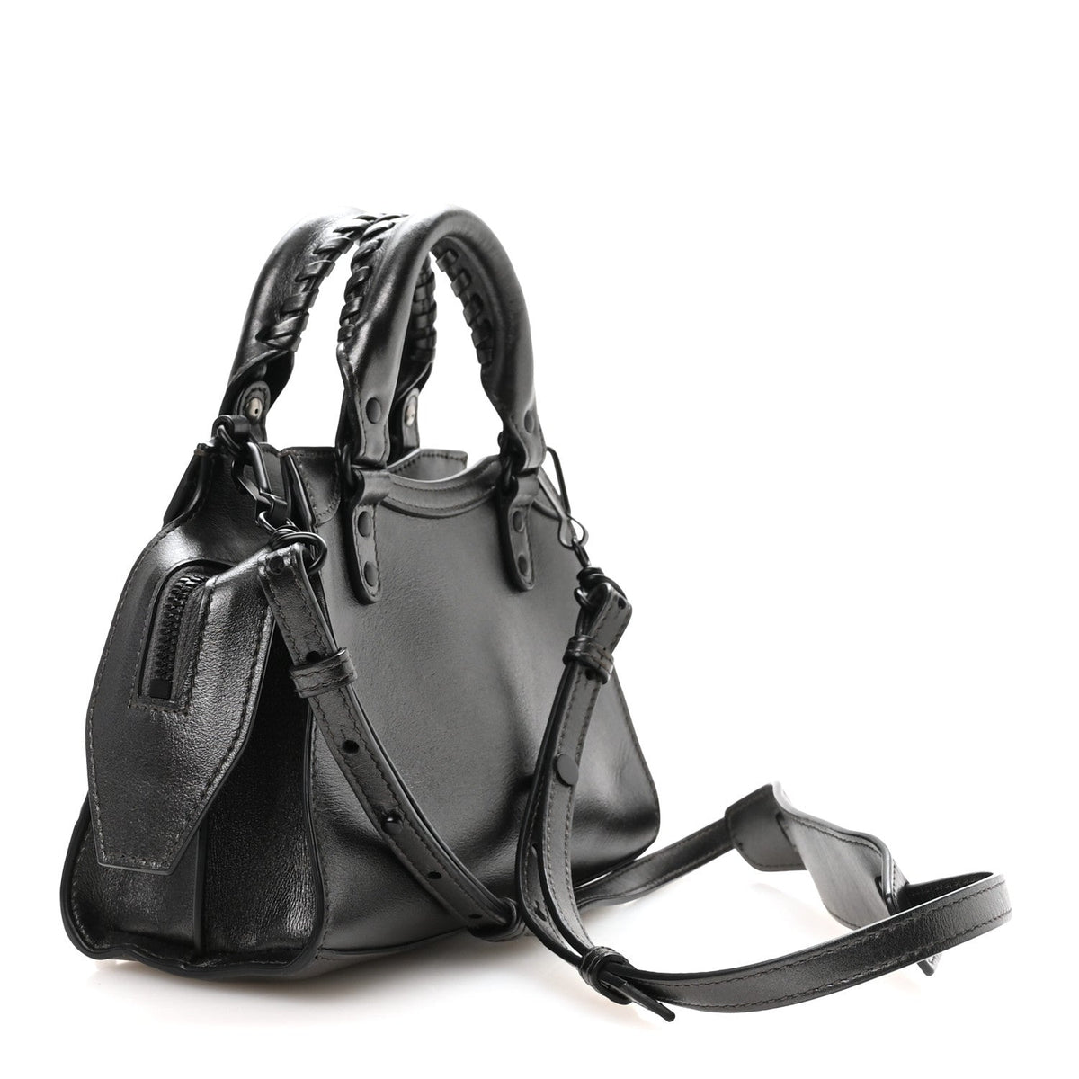 Balenciaga Smooth Calfskin Neo Classic Black Hardware Mini City Gunmetal