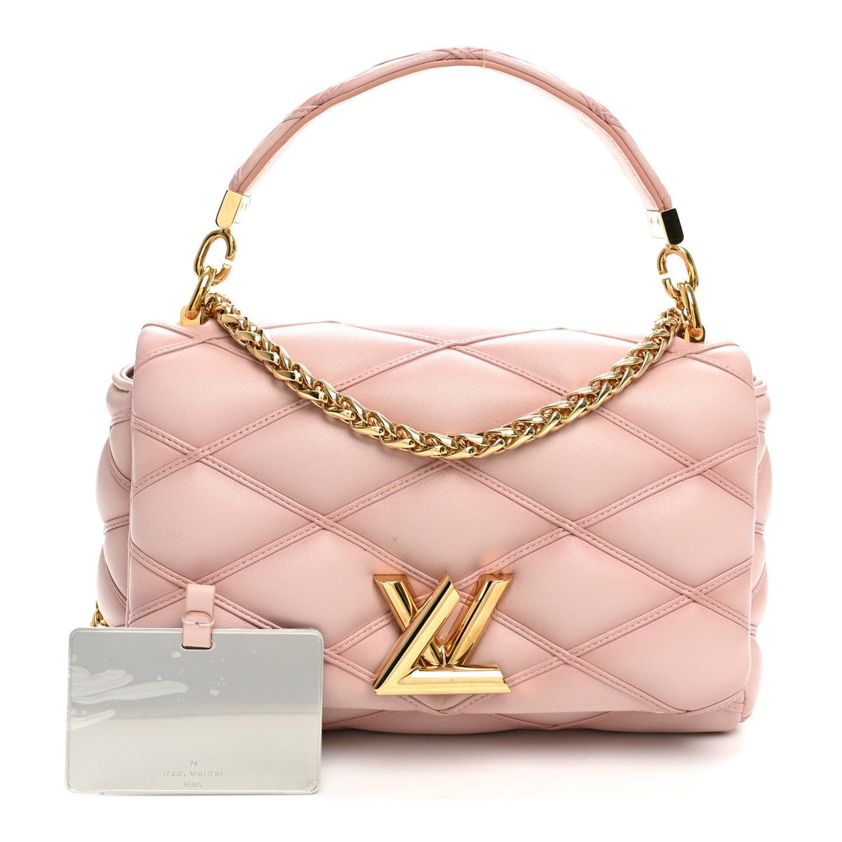 Louis Vuitton Lambskin Malletage Top Handle GO-14 MM Raspberry