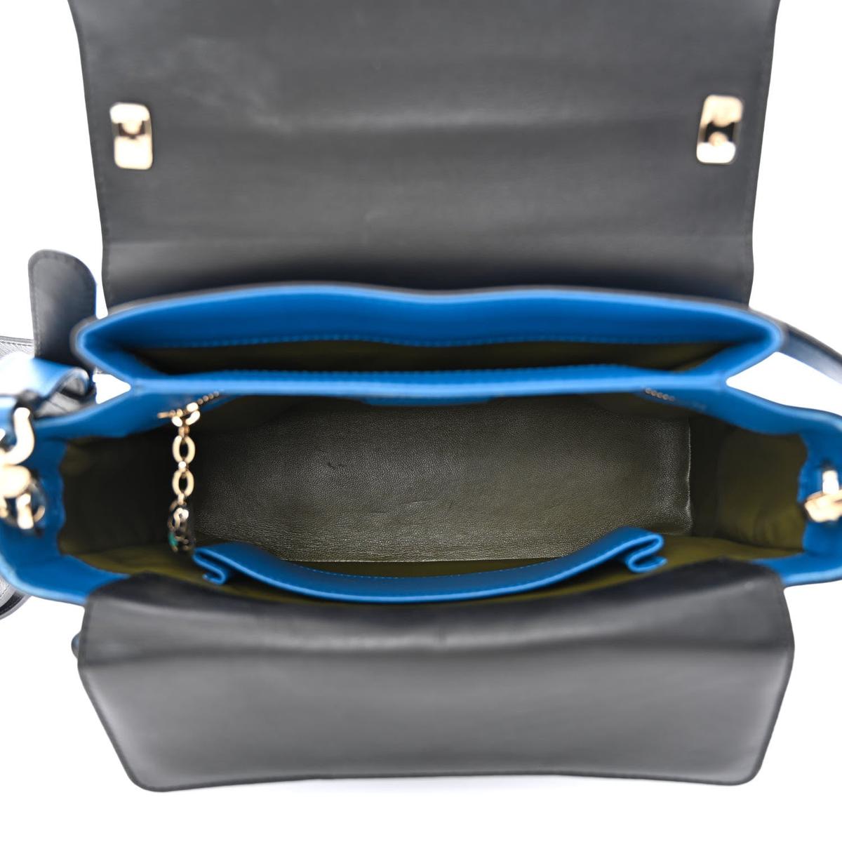 BVLGARI SERPENTI VIPER TOP HANDLE BAG IN BLUE CALFSKIN
