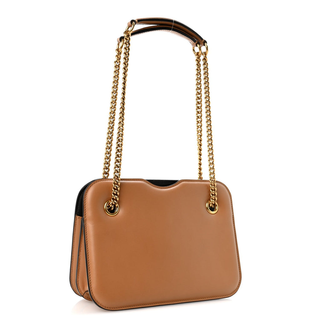 Fendi Vitello King Nubuck Pequin Karligraphy Pocket Shoulder Bag Biscuit Tobacco Moro