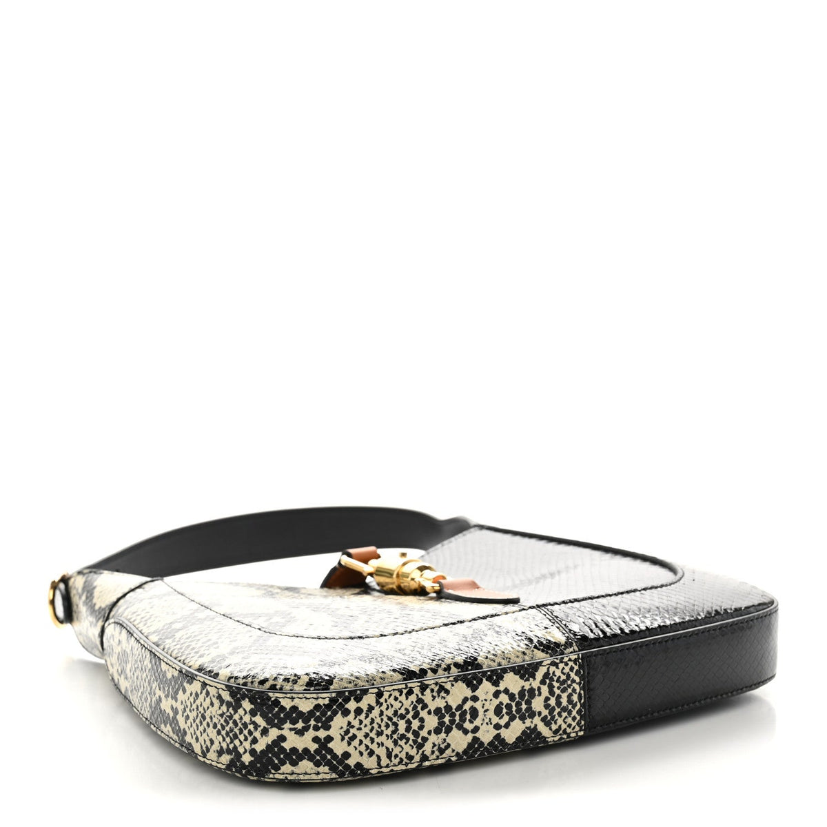 Gucci Snakeskin Small Jackie 1961 Hobo Black Beige