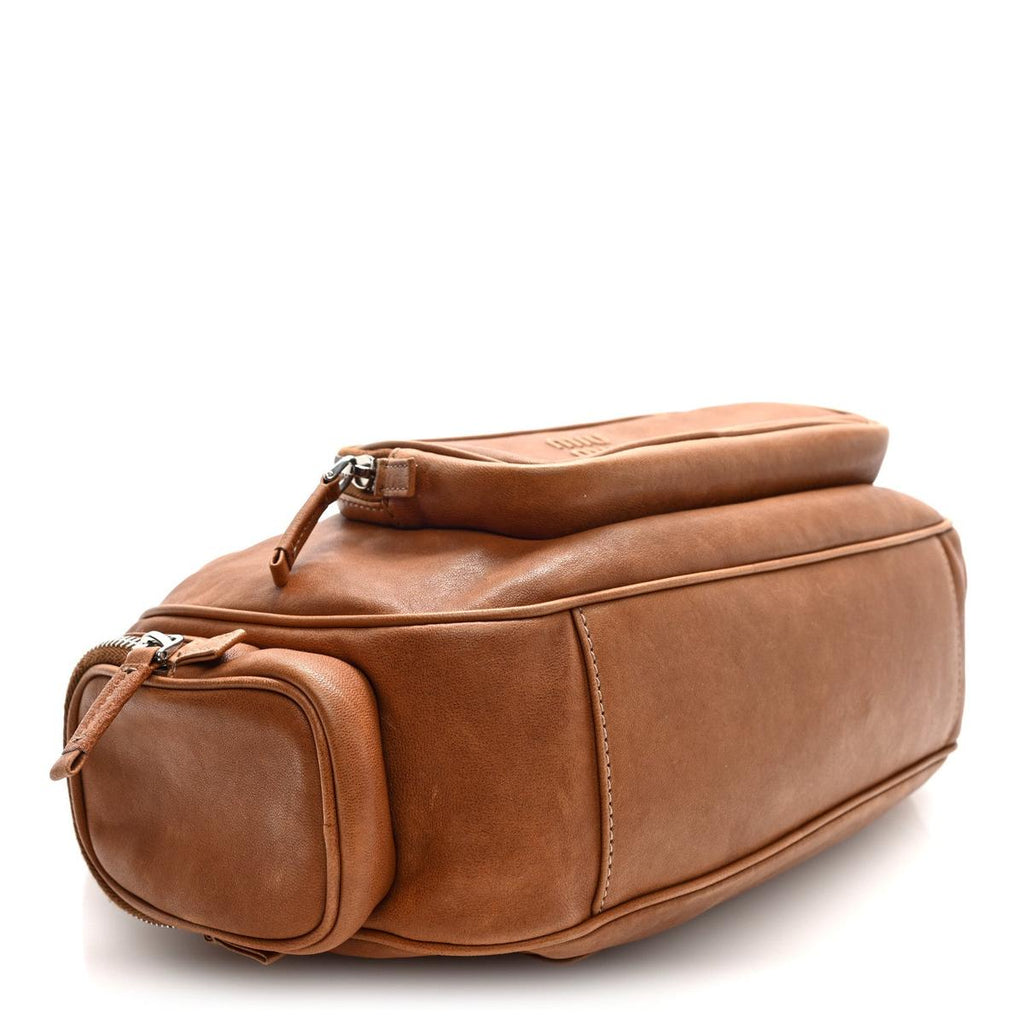 Miu Miu Nappa Large Multi-Pocket Hobo Caramel - Bottom View