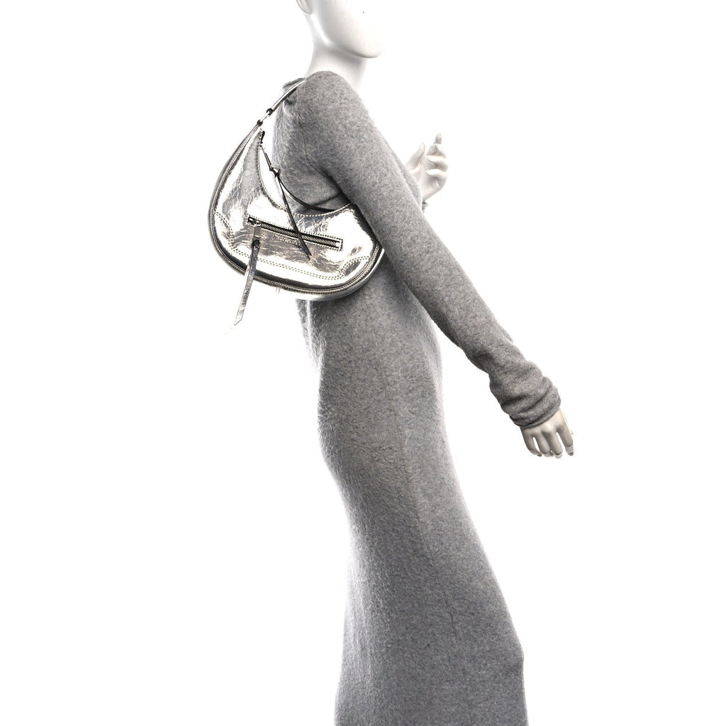 Marc Jacobs Crinkled Calfskin Cruiser Crescent Bag Silver