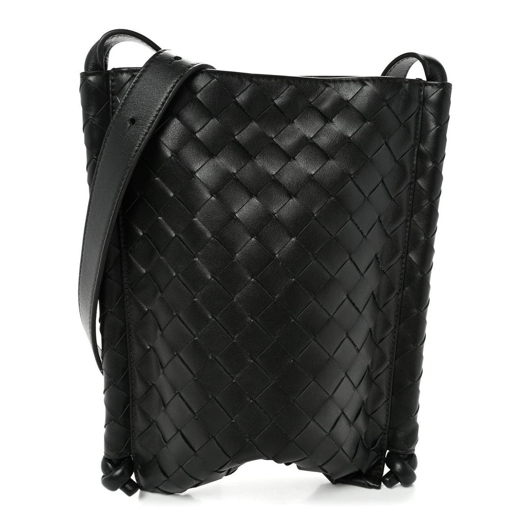 Bottega Veneta Nappa Intrecciato Small Flat Loop Messenger - Angled Front View