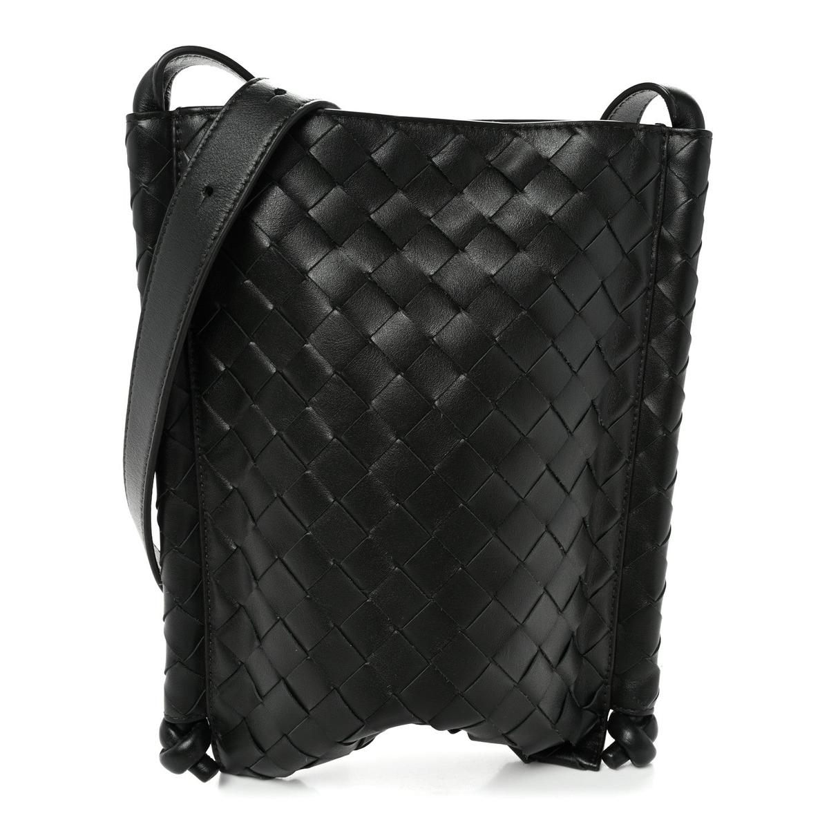 Bottega Veneta Nappa Intrecciato Small Flat Loop Messenger - Angled Front View