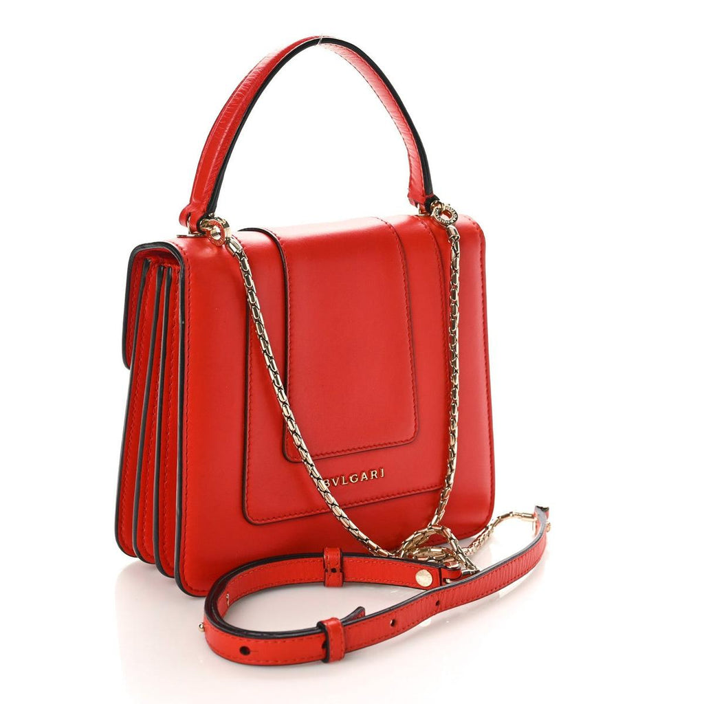 BVLGARI SERPENTI FOREVER TOP HANDLE BAG IN RED CALFSKIN