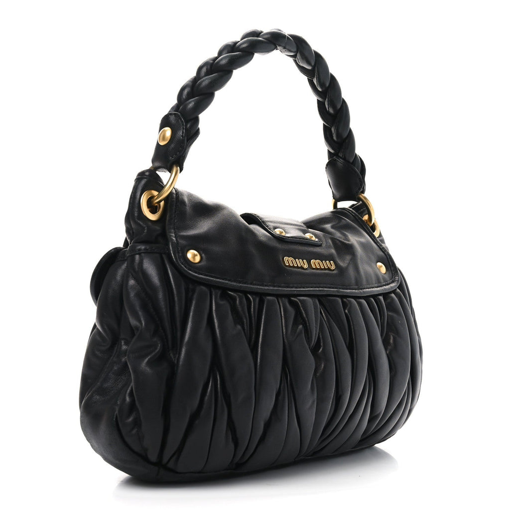 Miu Miu Nappa Matelasse Coffer Hobo Black