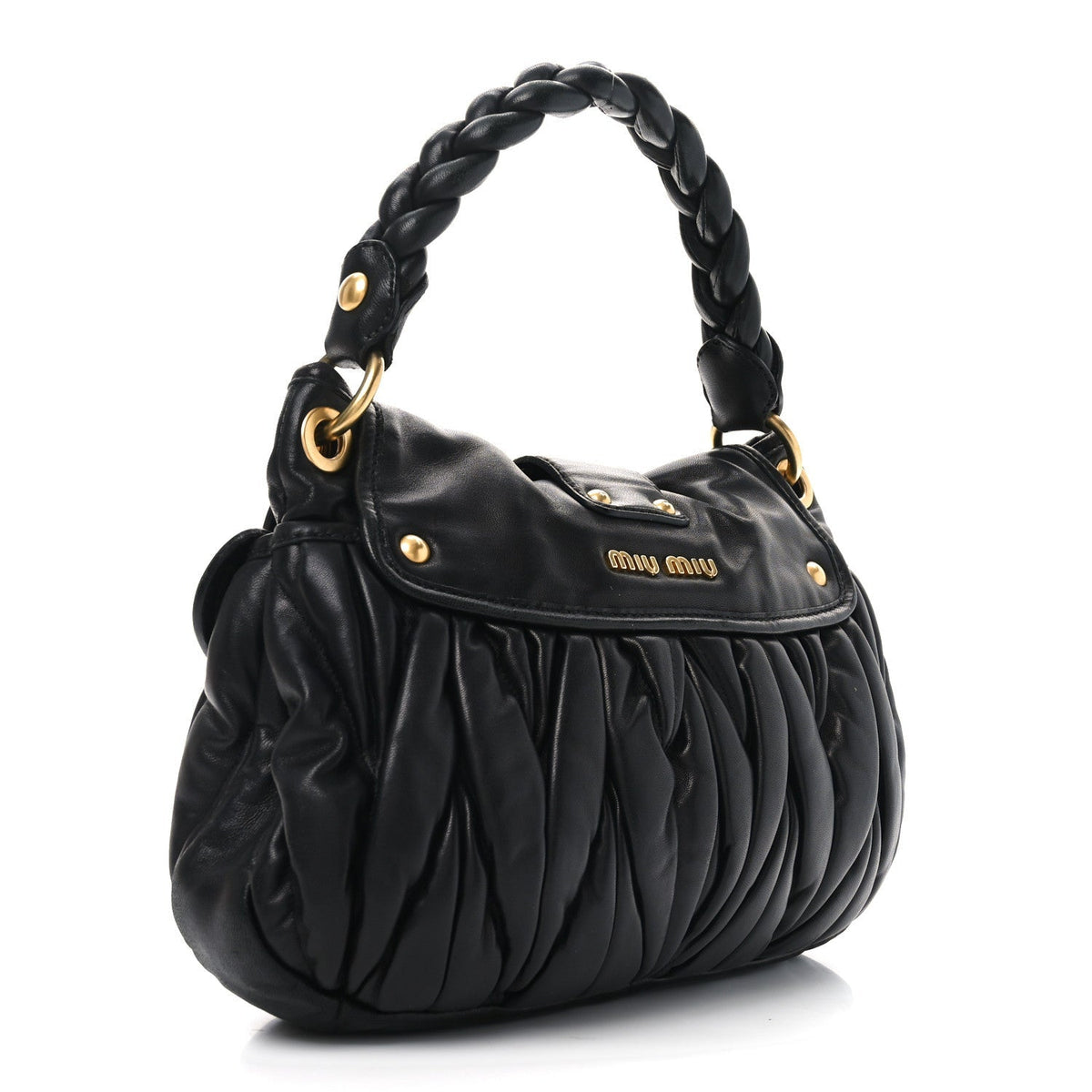 Miu Miu Nappa Matelasse Coffer Hobo Black