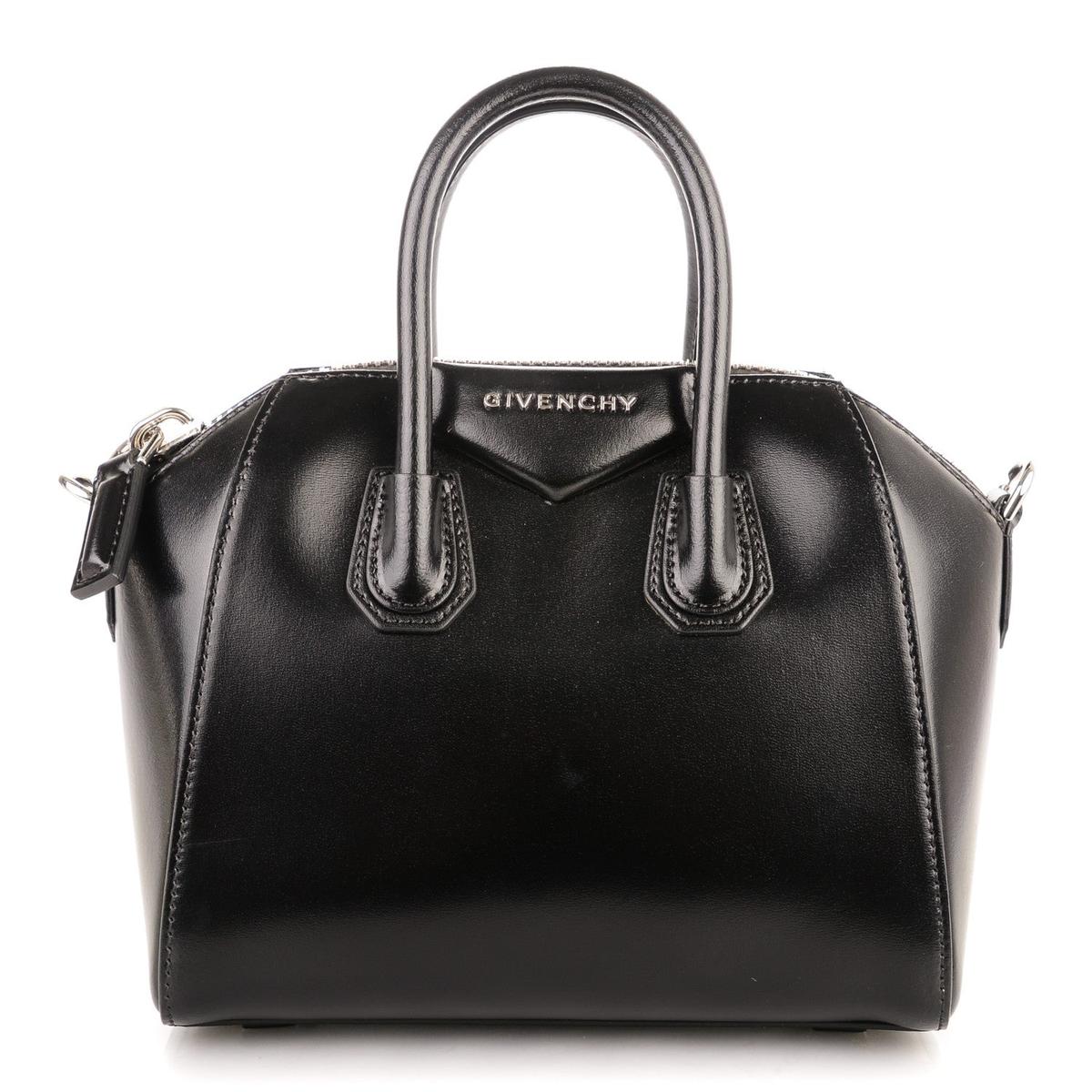 Givenchy Mini Antigona black shiny calfskin front view