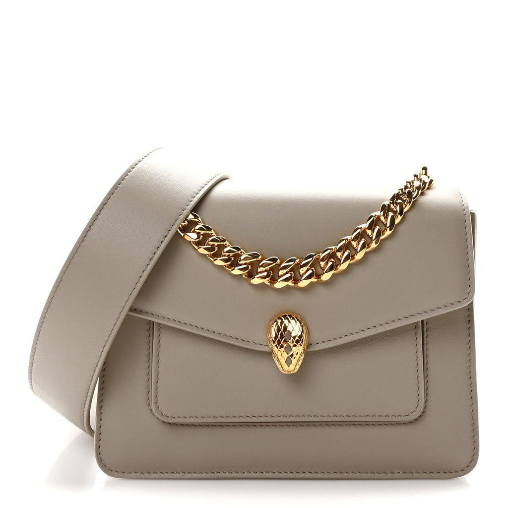 BVLGARI SERPENTI FOREVER MAXI CHAIN CROSSBODY BAG IN GREY CALFSKIN