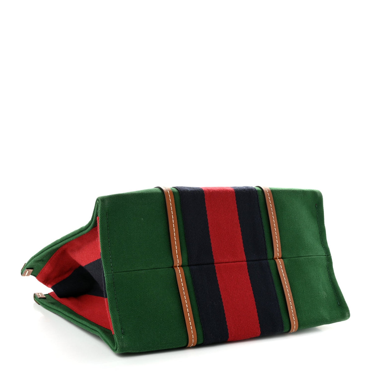 Gucci Canvas Calfskin Web Small Interlocking G Tote Bag Green Red