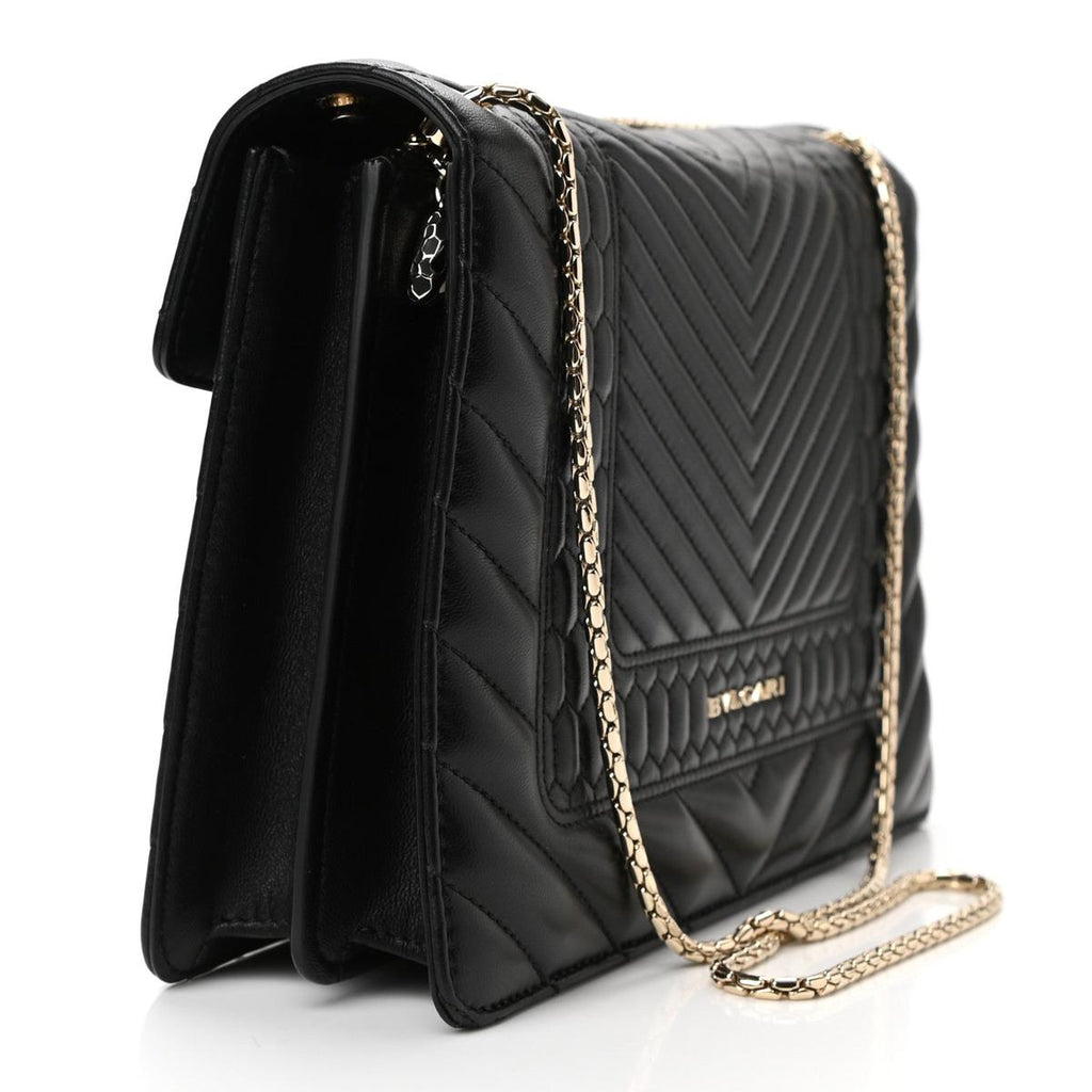 BVLGARI SERPENTI FOREVER QUILTED SHOULDER BAG IN BLACK CALFSKIN