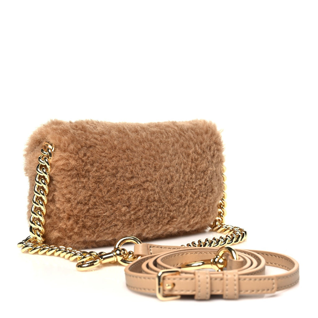 Marc Jacobs Faux Fur Calfskin Mini The Teddy J Marc Shoulder Bag Camel