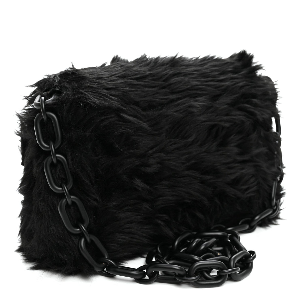 Balenciaga Faux Fur Small Downtown Shoulder Bag Black