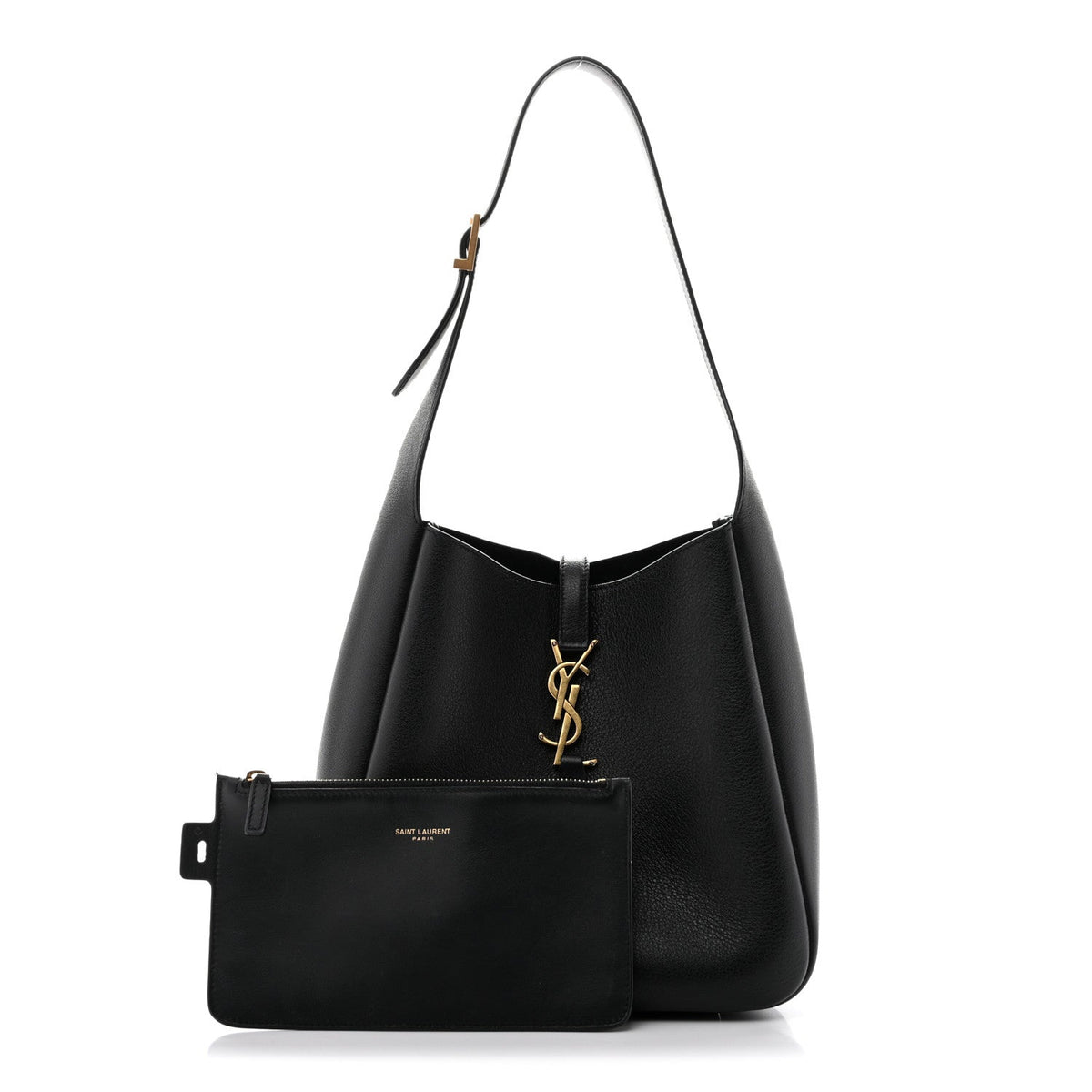 Saint Laurent Grained Calfskin Small Le 5 A 7 Soft Hobo Black
