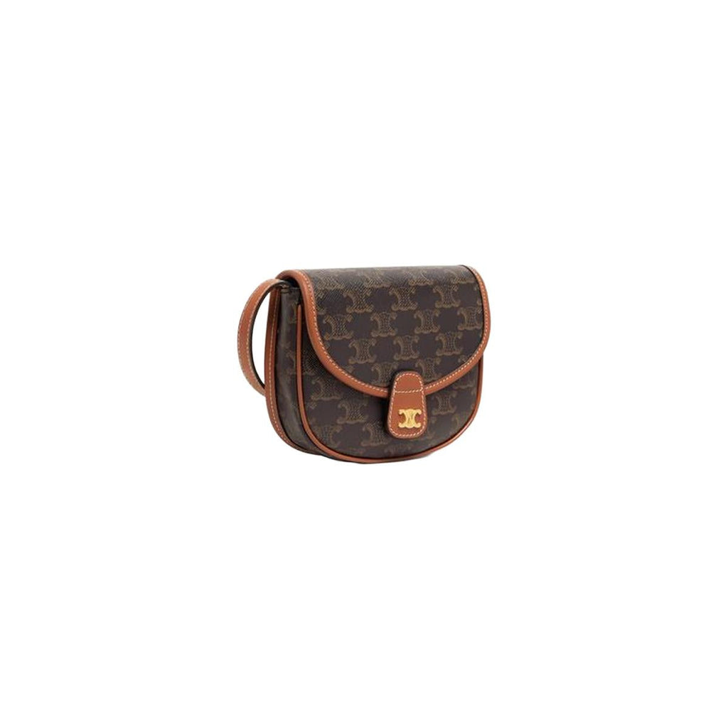 Celine Besace Cuir Triomphe in Triomphe Canvas and Calfskin Tan - 3/4 view