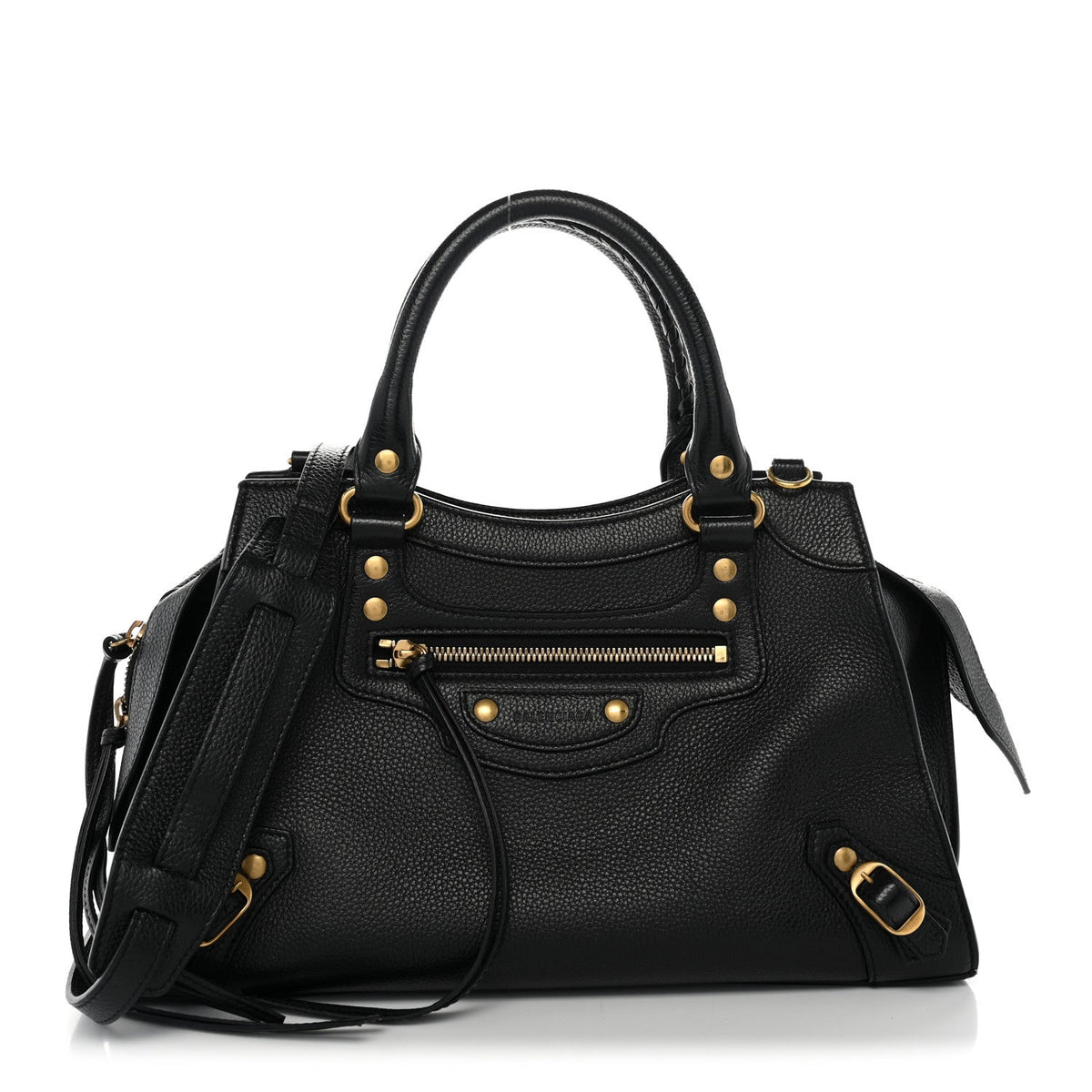 Balenciaga Grained Calfskin Neo Classic Gold Hardware S City Black
