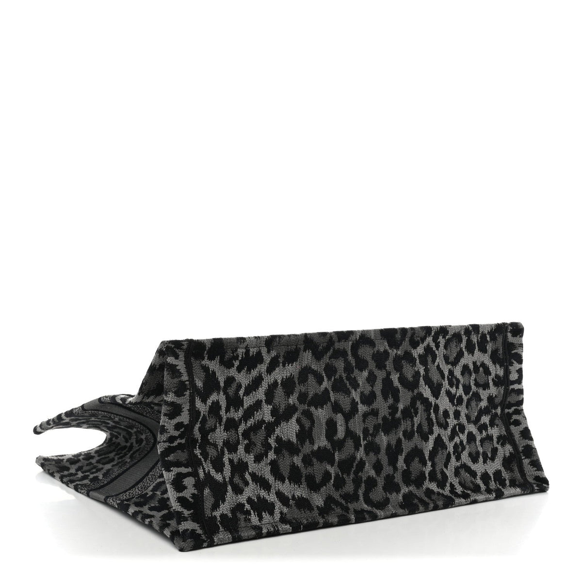 Dior Canvas Mizza Embroidered Large Leopard Book Tote Grey