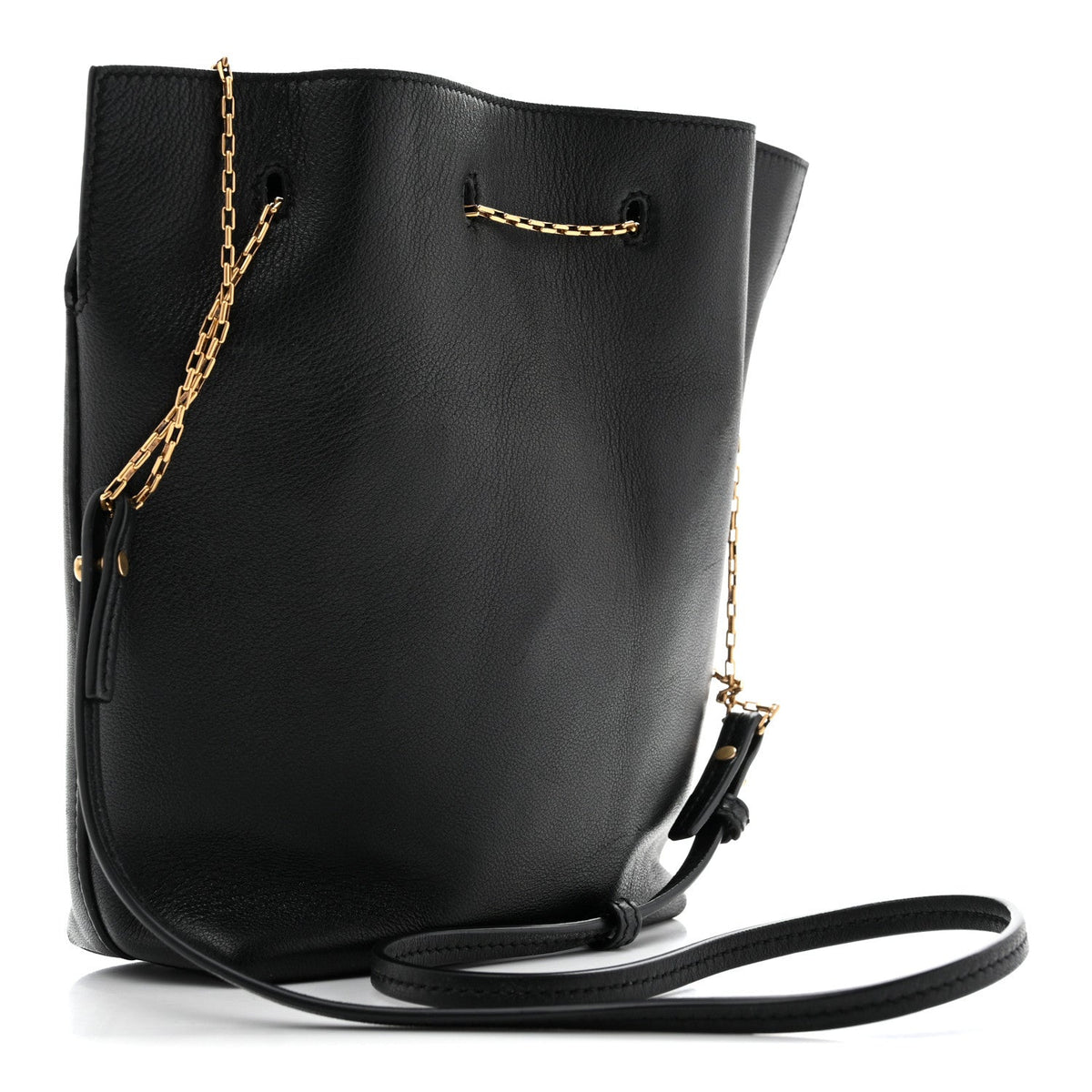Saint Laurent Lambskin Pochon Shoulder Bag Black