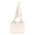 Prada Saffiano Lux Logo Embossed Medium Shoulder Tote Handbag White