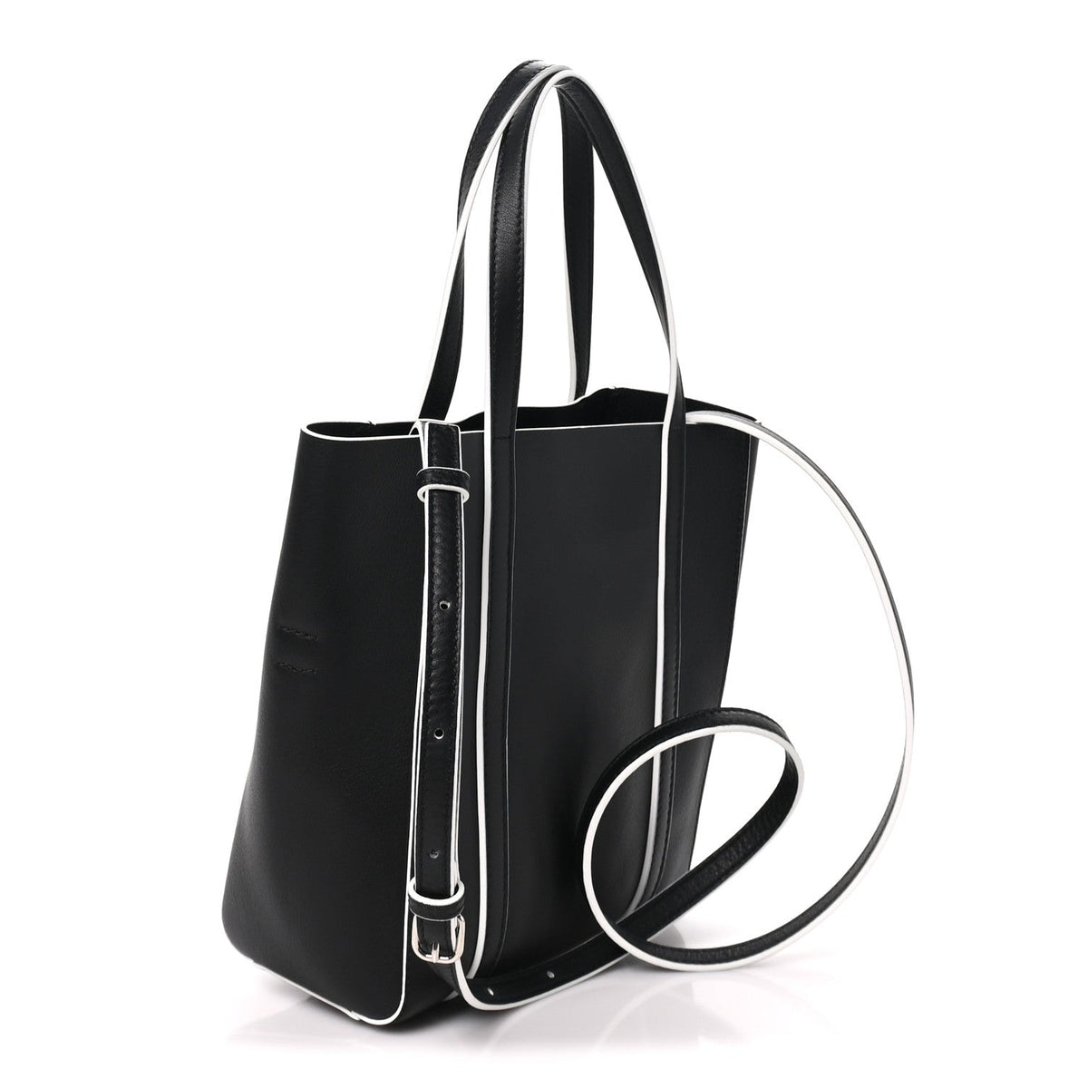 Balenciaga Smooth Calfskin Logo Double Sided XXS Everyday Tote Black White