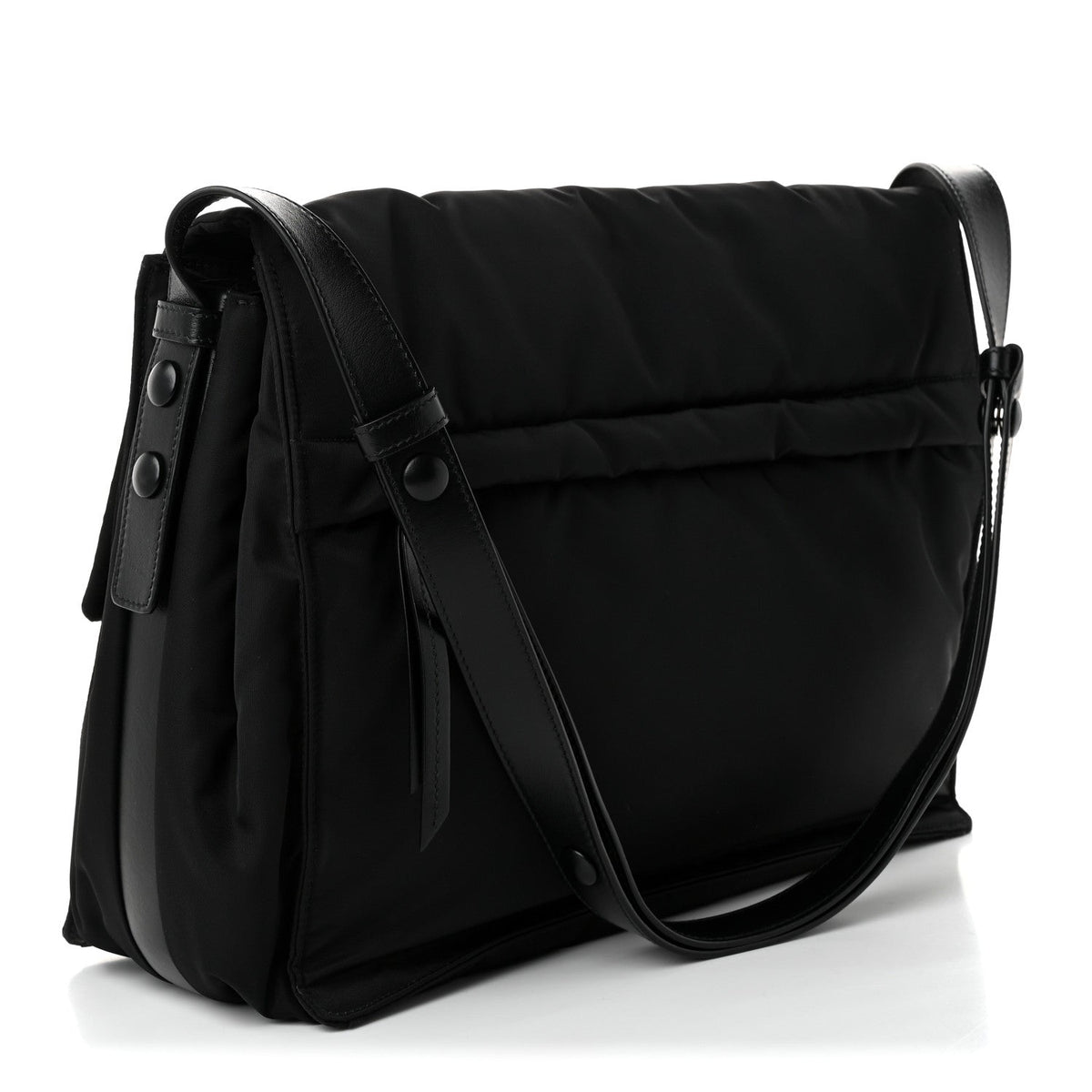 Prada Re-Nylon Vitello Padded Large Flap Shoulder Bag Black