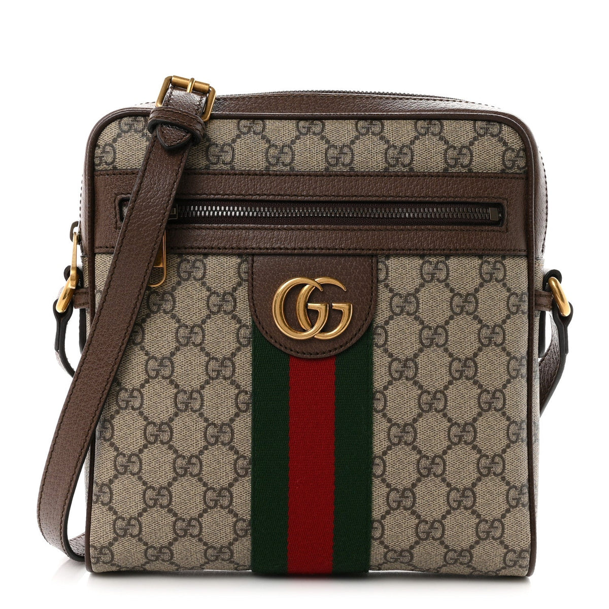 Gucci GG Supreme Monogram Web Small Ophidia Messenger Bag Brown