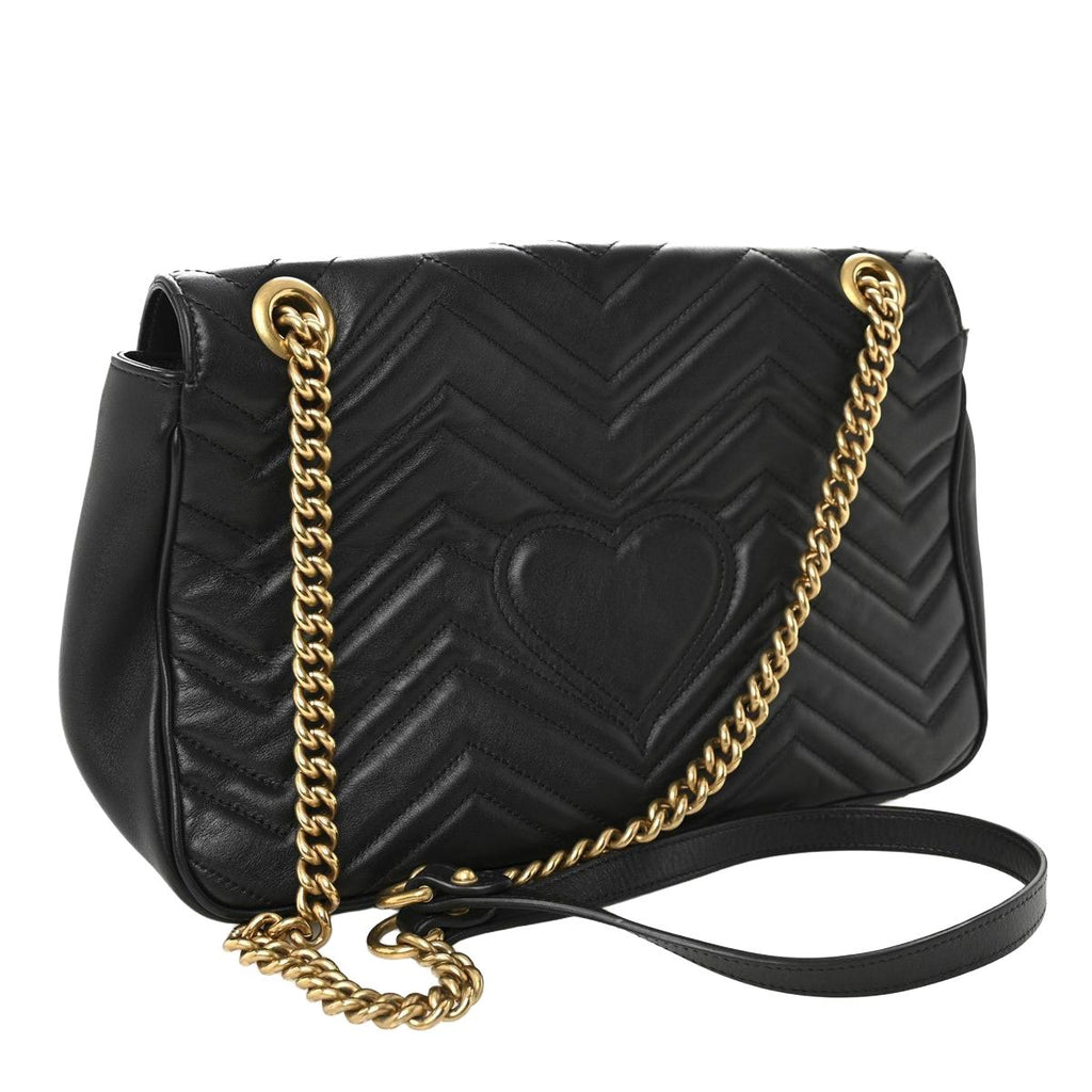 Gucci GG Marmont Matelasse Medium Bag black back view