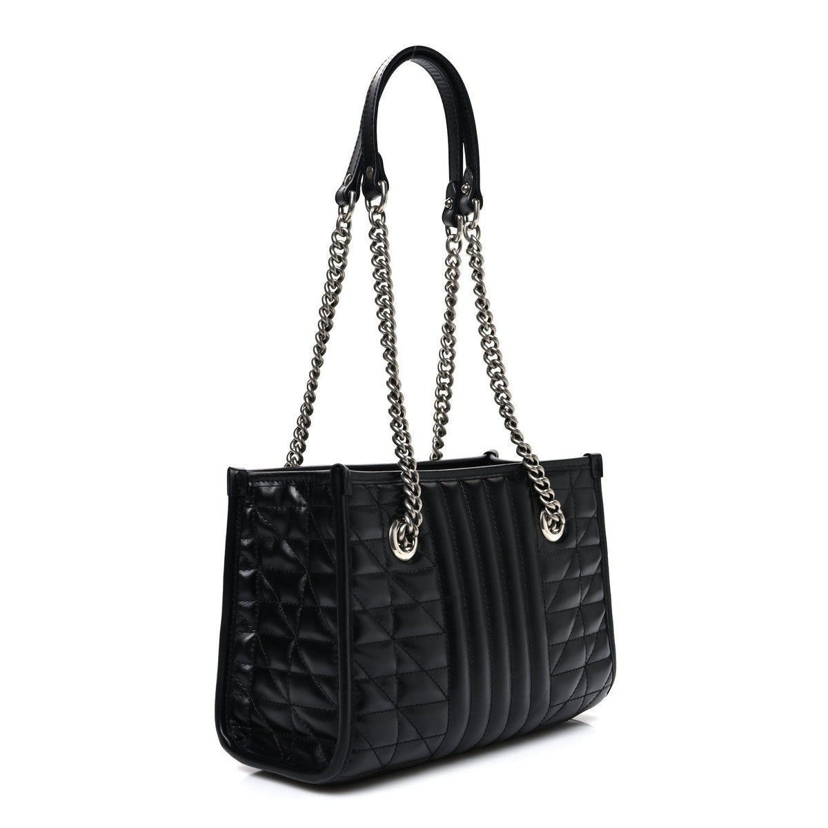 Gucci Calfskin Matelasse Aria Small GG Marmont Shoulder Tote Black