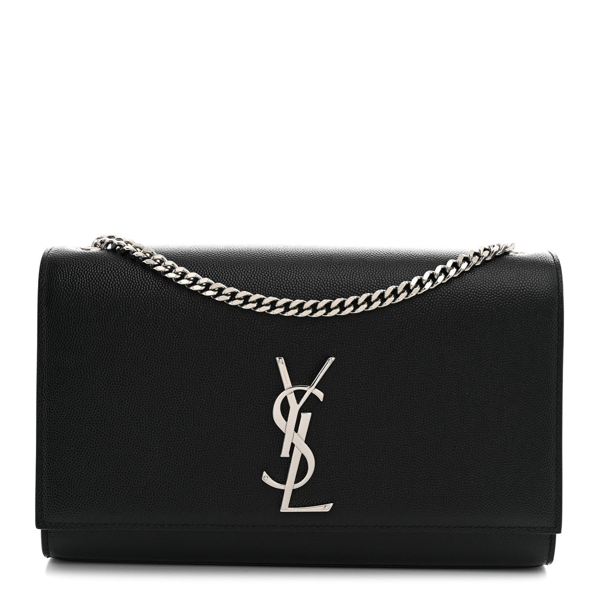 Saint Laurent Grain De Poudre Medium Classic Monogram Kate Satchel Black