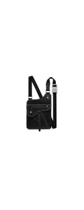 Dior Men's black calfskin messenger bag - front view