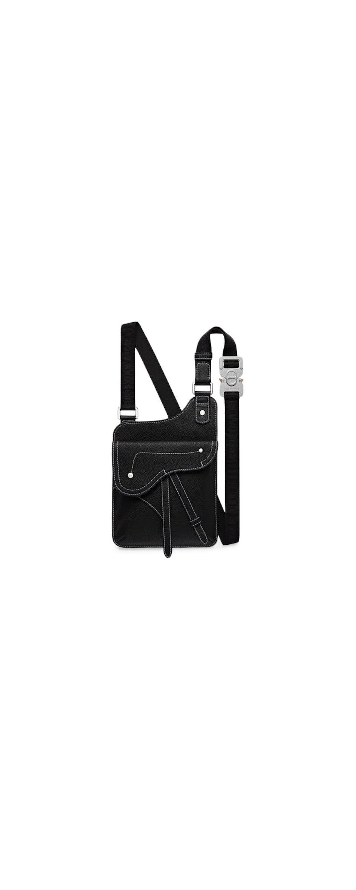 Dior Men's black calfskin messenger bag - front view