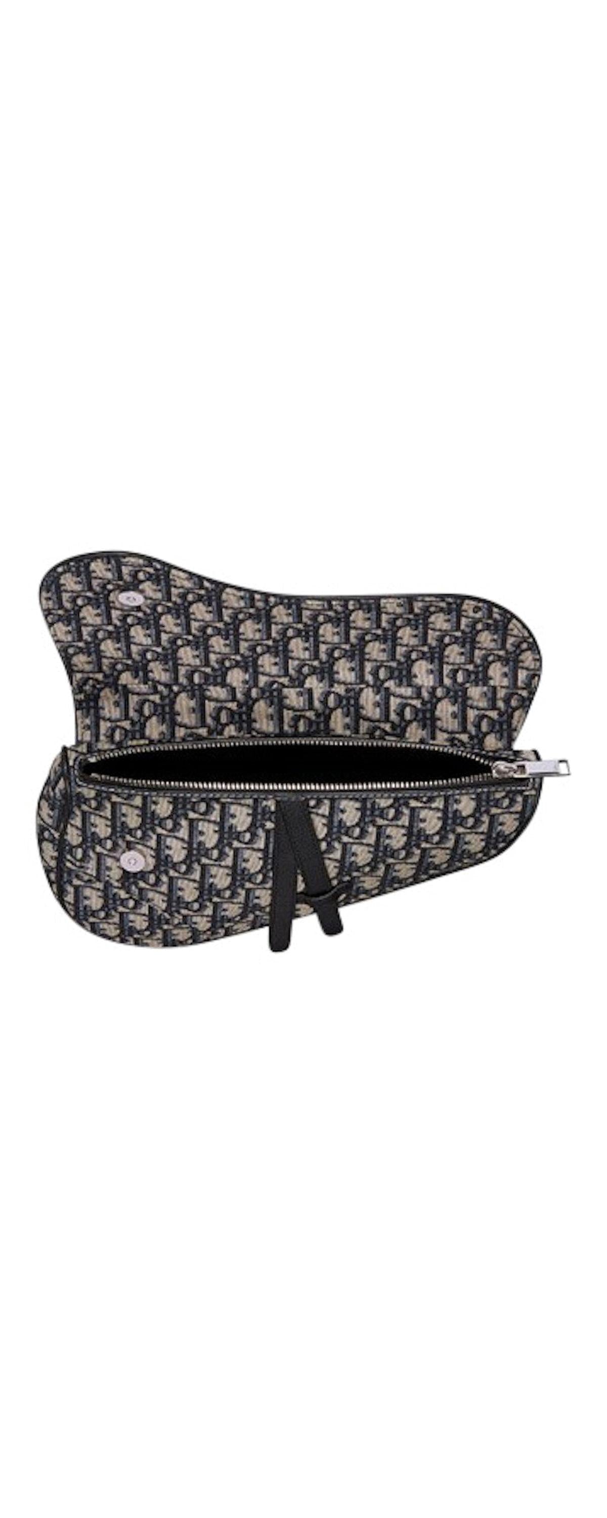 Dior Oblique saddle belt pouch black - interior view