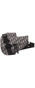 Dior Oblique saddle belt pouch black - front view